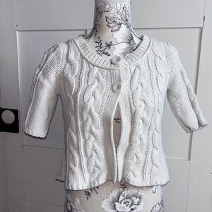 American Eagle Outfitters White Cable Knit Cardigan Vintage